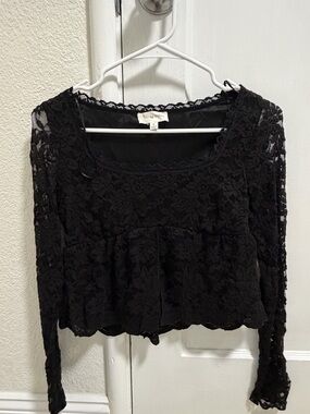 La Peche Black Lace Women Top